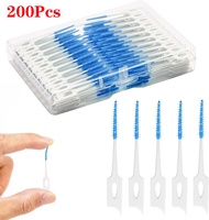 Dental Floss Reusable Interdental Brushes Toothpick Floss Plastic Toothpick with Thread Dental Stick