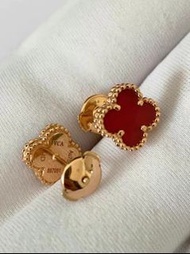 梵克雅寶 VCA 紅瑪瑙四葉草梵克雅寶耳釘