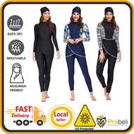 Probeli Baju Renang Muslimah Swimwear Full Cover Islamic Swimwear Swimming Suit Woman Burkini Turban