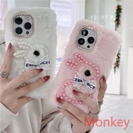 Cute Rabbit Fur Plush Phone Shell For OPPO Realme C67 C55 C53 C51 C35 C33 C30S Reno 11 10 8 8Z 8T A9