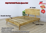 Yi Success Muji Full Solid Wooden Queen Bed Frame / Modern Style Wooden Queen Bed / Katil Queen Solid Kayu Getah