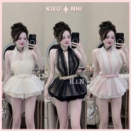Set Women's Snow Silk Mesh Shirt with Silk Pumpkin Skirt - Luxurious Princess Outfit Set with Fluffy