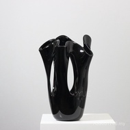 High-End Glass Club Hotel Classic Home Decoration Medium Hollow Black Antique Black Model Room Petal