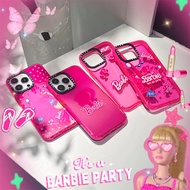 Barbie iPhone Case 14 Pro Max Pink Neon Cartoon Shockproof Case for Girl iPhone 13 12 11 Hard Acrylic Protective Cover