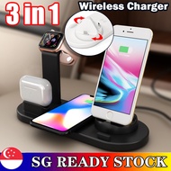 【sg seller】15W 3-in-1 wireless charger Watch headset wireless charger fast charging stand 无线充电宝支架