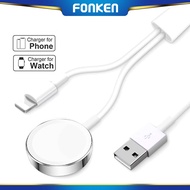FONKEN 2 in 1 Mag/netic Qi Wireless Charger For A-pple Watch i-Watch Series Fast Charging Cable For i-Phone i-Pad