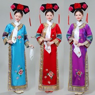 Qing Dynasty Ancient Costume Grid Costume Full Ethnic Flag Costume Female Ancient Palace Female Empr