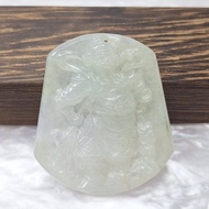 冰起膠晴水帶飄花關聖帝君關公 吊墜牌件 | 天然緬甸玉A貨翡翠