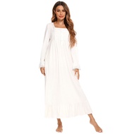 Victorian Long Sleeve Pajama Princess Dress White Dress Halloween Party Lounge Wear
