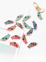 5pcs,35mm Alloy Oil Drip Koi Prayer Pendant. Not Easy To Lose Colour And Allergy. Suitable For Men A