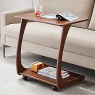 Sofa tea table, side table 60x40x63cm with convenient wheels in natural wood FOXHOMEVN