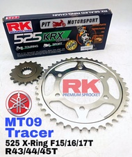 RK Sprocket Set YAMAHA MT09 Tracer 525 GB KRX X-Ring Rivet Black Gold Chain 15/16/17T-43/44/45T V1 V