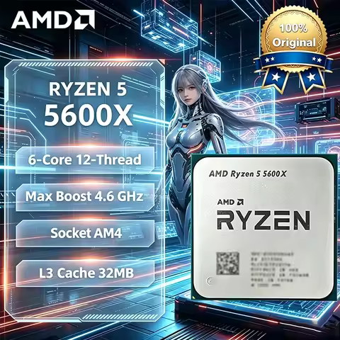AMD Ryzen 5 5600X CPU AMD R5 5600X Processor 4.6GHz 6-Core 12-Thread 32MB Cache Socket AM4 Desktop G