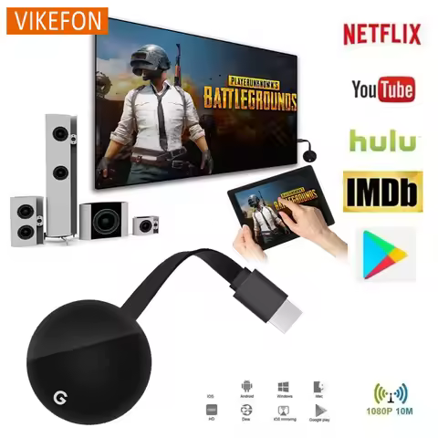 Chromecast Google Wireless WiFi mirascreen HDMI-compatible HD Display Dongle Media Streaming Video t