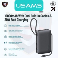 Powerbank 10000mAh USAMS CD228 | 20W Fast Charge + Kabel Type-C & Lightning | 3C Certified Malaysia