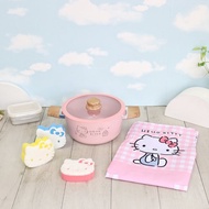 【HELLO KITTY】粉萌鍋具組-24cm雙耳湯鍋+專屬圍裙+專用菜瓜布