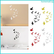 HO 11pcs Bird Acrylic Mirror Stickers 3D Removable Wall Decals Wall Decoration DIY