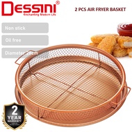 DESSINI ITALY 2 Pcs Copper Crispy Mesh Tray Air Fryer Oven Non-Stick Baking Grill Deep Basket Oil Dr