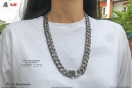 สร้อยคอ Crystal Black Onyx นิลดำ necklace hiphop สแตนเลสแท้ Stainless แฟชั่นชาย แฟชั่นผู้หญิง 316l a