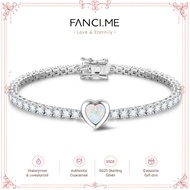FANCIME "Axis" Heart Cut October Birthstone Opal Sterling Silver Tennis Bracelet