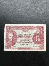 Malaysia Duit Lama Old Banknote - 1941 Malaya 5 Cents & 10 Cents