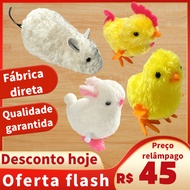 4PCS Wind-Up Plush Pet Toys, Interactive Hopping Chick/Rabbit/Mouse Toys for Cats Dogs