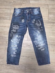 中古DSQUARED2 手繪塗鴉牛仔褲 size 48