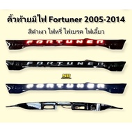 คิ้วฝากระโปรงท้าย คิ้วฝาท้าย มีไฟ led  สีดำเงาสำหรับรถ fortuner ปี2005-2014 รุ่น champไฟ led 3 สเต็ป  ไฟหนี่ ไฟเบรค ไฟเลี้ยวสินค้าตรงรุ่น ติดตั้งง่าย ถอดใส่แทนของเดิม