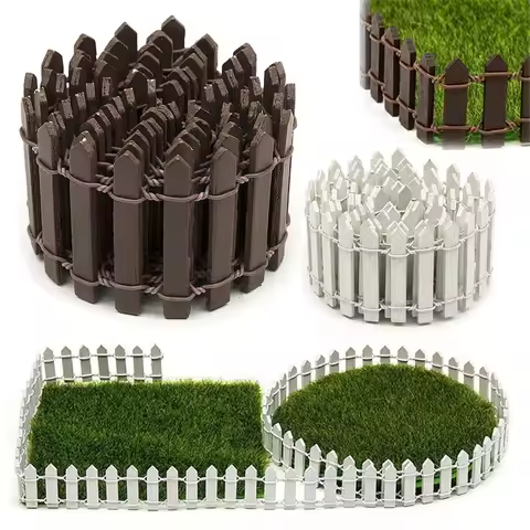 5*100cm Wooden Fencing Wood Barrier DIY Mini Landscape Fairy Garden Figurines Miniatures Accessories