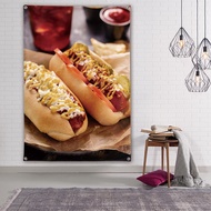 Delicious Hot Dog Burger Cloth Street Stall Decoration Hanging Cloth Burger Hot Dog Food Fast Food R