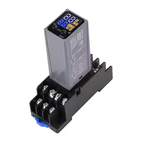 H3Y-2/4 Liquid Crystal Time Relay AC 220V DC 12V 24V Dual Time with Base Small Digital Display Cycle