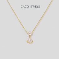 CACO 3A Premium Freshwater Pearl Necklace 18K Gold Plated 925 Silver Mother of Pearl "Venus (Necklac