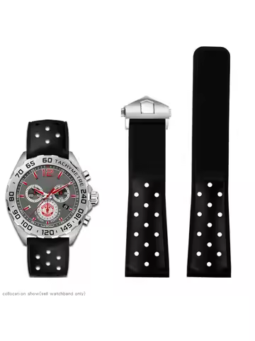 Breathable Silicone Strap 22mm for TAG Heuer FORMULA 1 Racing Carrera Race MONACO Rubber Watchband 2