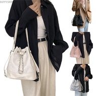 HSV Solid Color Bucket Shoulder Bag for Women Leather Crossbody Bag Small Backpack