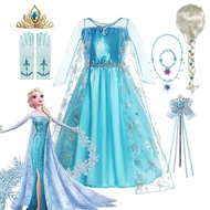 Girls Snow Queen Elsa Kids Costumes For Girls 2023 Carnival Party Prom Gown Robe-Playing Kids Apparel Frozen Princess Dress