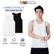 COMBO of 2 Men's White Tank Tops H90 100% Super Soft 4-Way Stretch Cotton, Sweat Absorbent BLT01