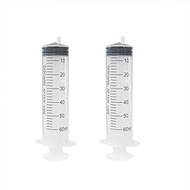 2 pcs 60 ML/CC Plastic Syringe Disposable Individual Sealed Wrap Without Needle with Measurement for