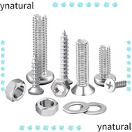 YNATURAL Household Screw Set, M2 M2.5 M3 M4 M5 M6 Hand Tools Cross Head Screw, Professional Stainles