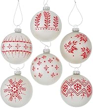 BOLTZE Marik Christmas Bauble 8 cm Red/White Glass Christmas Tree Decoration 1 Piece Random