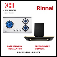 RINNAI RH-C1059-PBR CHIMNEY HOOD + RB-93TS 3 BURNER STAINLESS STEEL BUILT-IN HOB BUNDLE