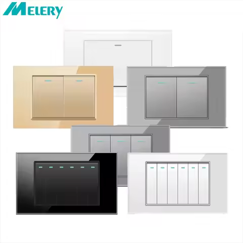 Melery US Mexico 4x2 Light Switch Italy Chile Wall Pressure Tempere Glass Rectangle Home Office Kitc