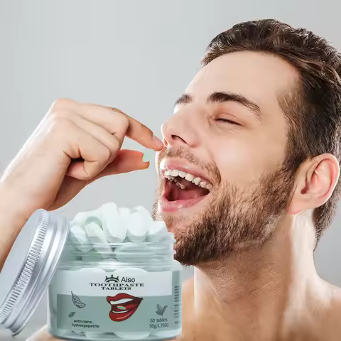 60 Tablets Nano Hydroxyapatite, Travel Size Whitening Toothpaste Chewable Tablets, Long-lasting Fres