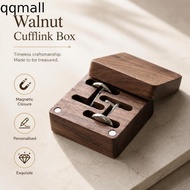 QQMALL Cufflink Organizer, Magnetic Closure Flip‑top Walnut Cufflink Box, Gift for Him Exquisite Sol