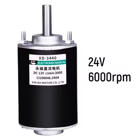 XD-3440 High-Speed Adjustable DC Motor 50W Brushed PM Micro Motor 12V/24V CCW & CW Rotation with Hig