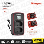 KingMa 2-Pack 2000mAh LP-E6NH Battery and LCD Dual Charger for Canon EOS 5D MKIV 5D MKIII EOS R R5 R