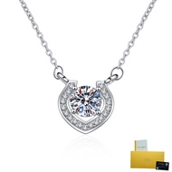 With Gra Certificate- Fashion Moissanite Necklace Pt950 Platinum White Diamond Pendant Fine Jewelry