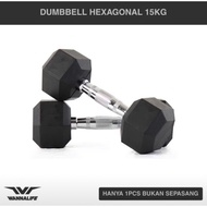 WANNAFIT DUMBBLE HEXAGONAL 15 kg || Dumbbel hexagonal dambel dumble dambel dumblle hexagonal rubber 