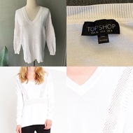 USED Topshop white eyelet sweatshirt size UK8