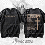 24h Shipping N9THNOVA Retro Jesus Loves You Washed Pure Cotton Street Style T-Shirt Unisex2