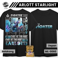 Kaos MLBB ARLOTT STARLIGHT Mobile Legends Lengan Pendek Hitam Combed 24s Fighter ARLOT ML